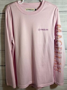 Magellan Outdoors Girls' Long Sleeve Tee in Light Pink with Sleeve Logo